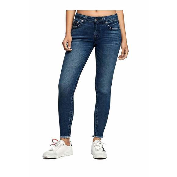 True Religion Women's Jennie Ankle Raw Hem Skinny Stretch Jeans in Warm Nights